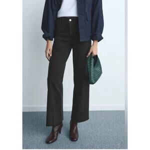 Mango NWT high Rise Black Wash Culotte Jean Catherin US 6